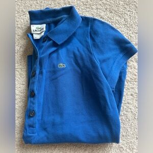 Lacoste Bright Blue Polo with Embroidered Crocodile tennis chic button up